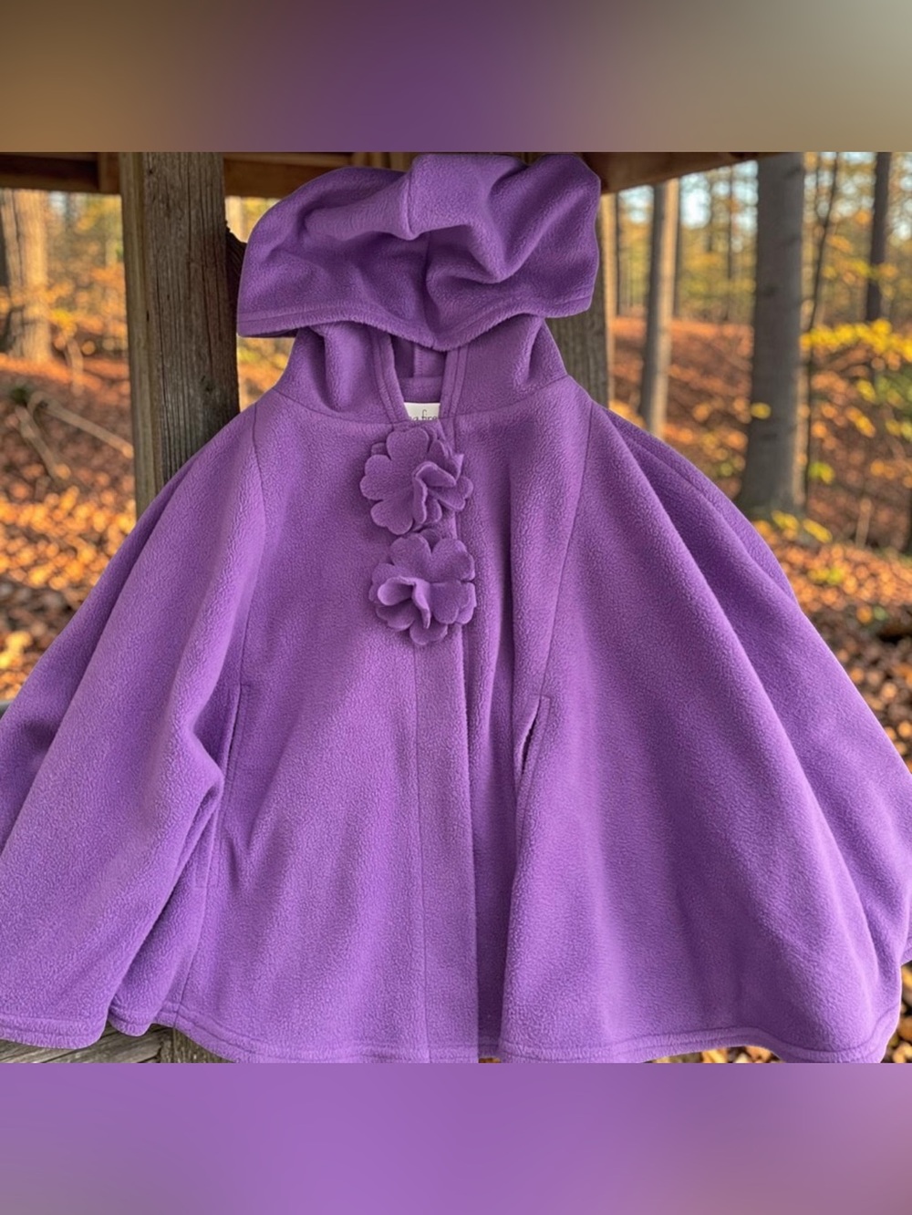 Chasing Fireflies Girls Poncho w/Hood Size 6/6x